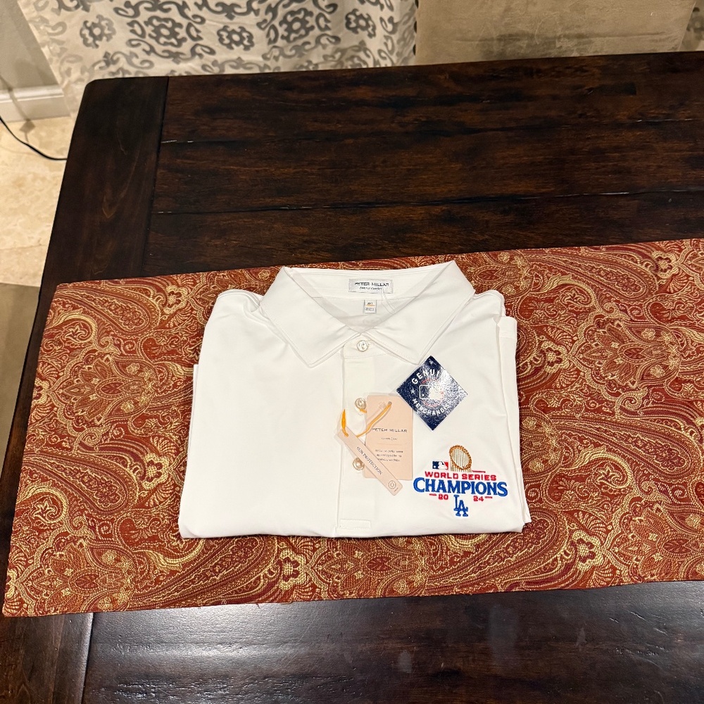 Limited Edition Peter Millar Men's 3XL White 2024 LA Dodgers World Series Polo